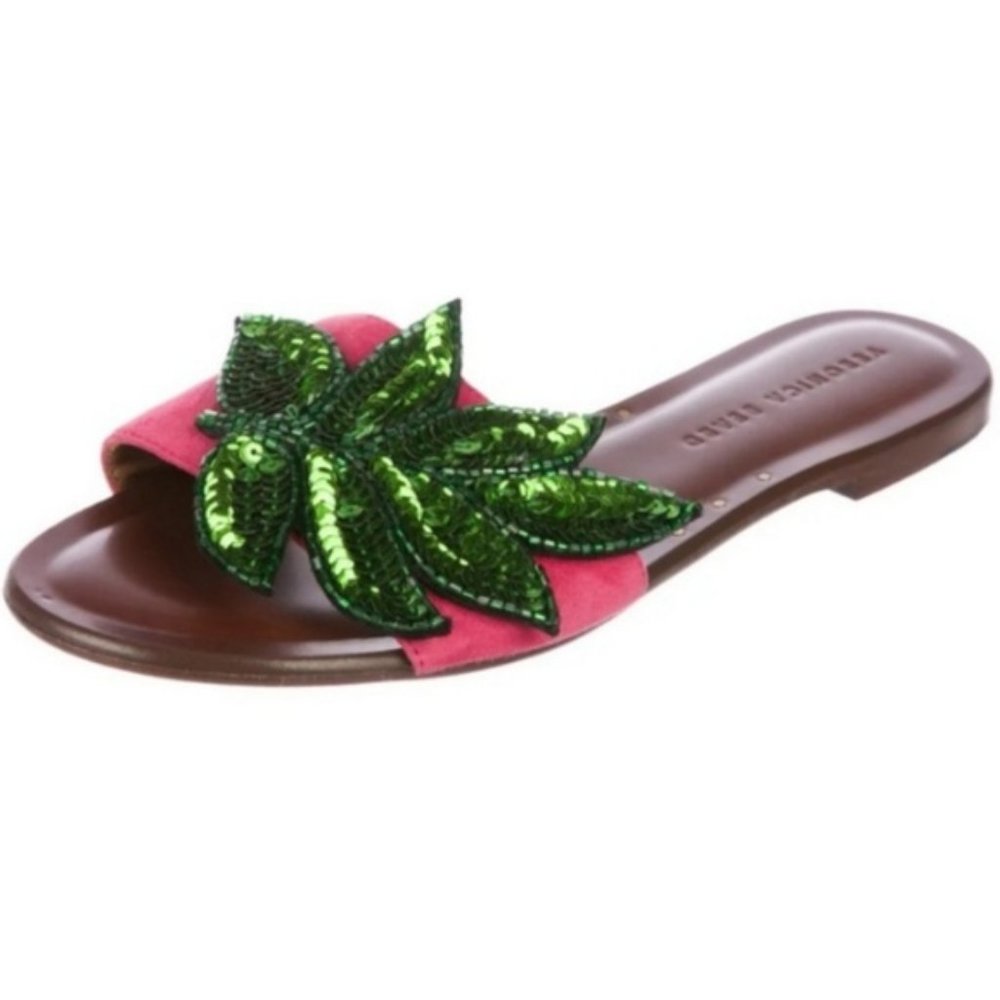 VERONICA BEARD Pink Sequined Suede Sandals